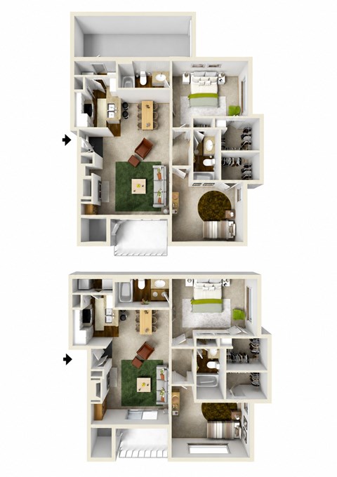 Floor plan for 2 beds, 2 baths, 1062 sqft